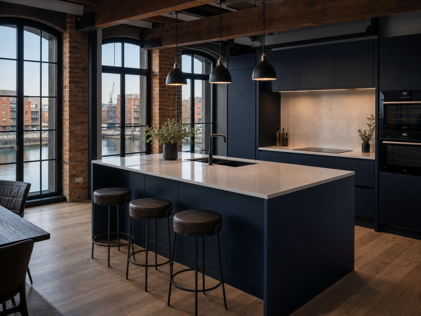 Modern kitchen installation in a Bristol harbourside apartment